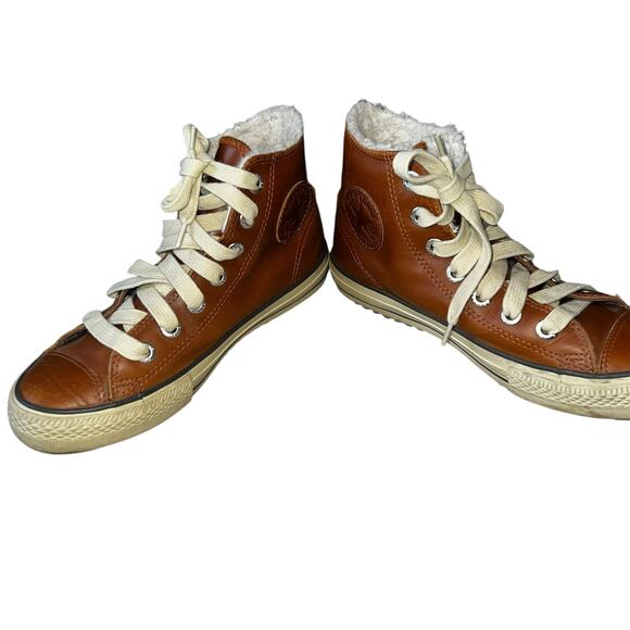 Converse Chuck Taylor All Star brown High-Top Leather Sneakers Men size 6 W- 8 - Picture 4 of 8